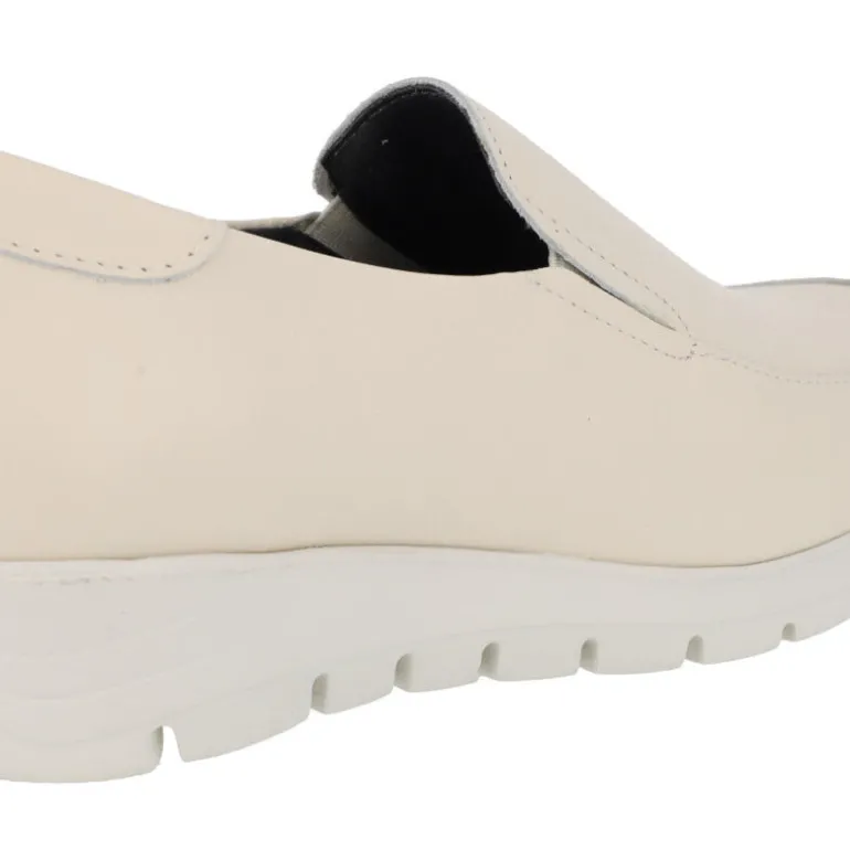 Zapatos mocasines confort para mujer de piel con elásticos