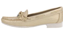 Zapatos mocasines de piel grabada con adorno de lazo