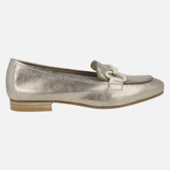 Zapatos mocasines Erika en piel metalizada platino