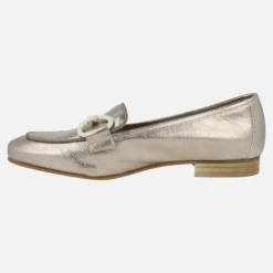 Zapatos mocasines Erika en piel metalizada platino