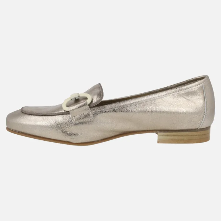 Zapatos mocasines Erika en piel metalizada platino