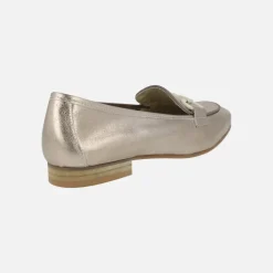 Zapatos mocasines Erika en piel metalizada platino