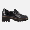 Zapatos mocasines negros de charol con adorno y piso track