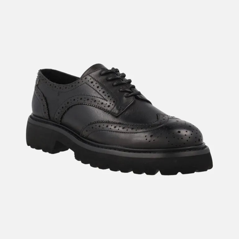 Zapatos negros de piel con cordones y pala vega Carmela