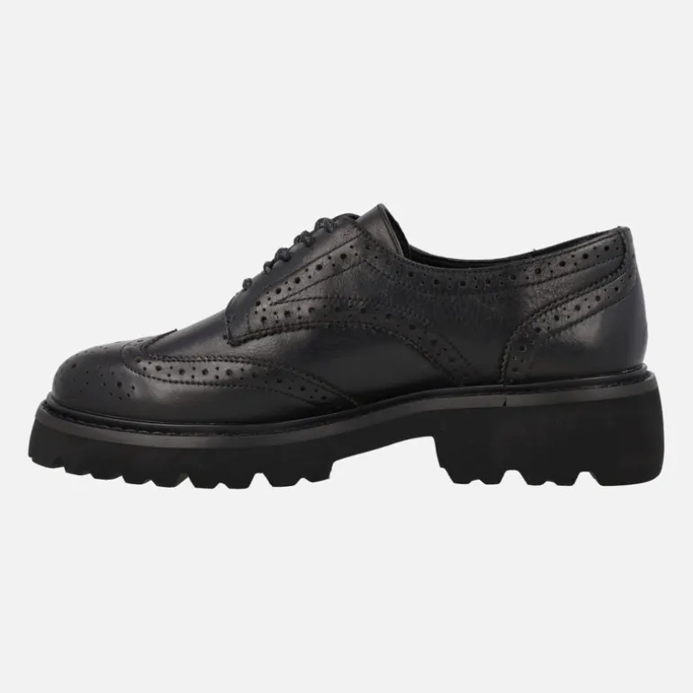 Zapatos negros de piel con cordones y pala vega Carmela