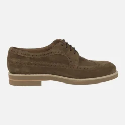Zapatos Niza en ante marrón con cordones y pala vega
