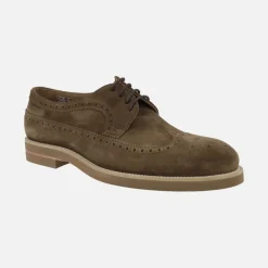 Zapatos Niza en ante marrón con cordones y pala vega