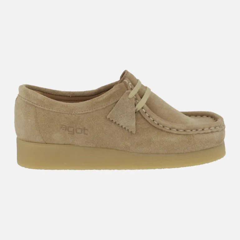 Zapatos para hombre en piel serraje con cordones estilo wallabee