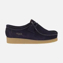Zapatos para hombre en piel serraje con cordones estilo wallabee