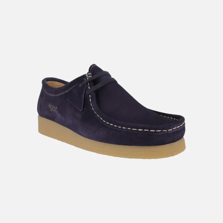 Zapatos para hombre en piel serraje con cordones estilo wallabee
