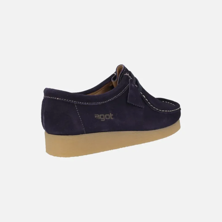 Zapatos para hombre en piel serraje con cordones estilo wallabee