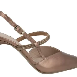 Zapatos Safite destalonados en piel metalizada con tira de strass