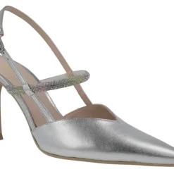 Zapatos Safite destalonados en piel metalizada con tira de strass