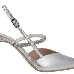 Zapatos Safite destalonados en piel metalizada con tira de strass