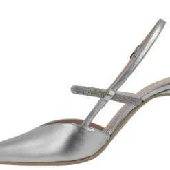 Zapatos Safite destalonados en piel metalizada con tira de strass