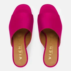 Zueco raso fucsia con plataforma para mujer