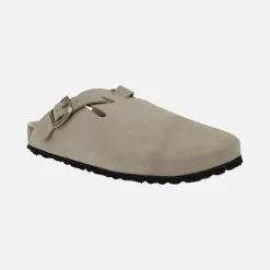 Zuecos bio en serraje taupe para hombre Castell
