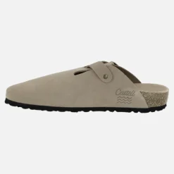 Zuecos bio en serraje taupe para hombre Castell