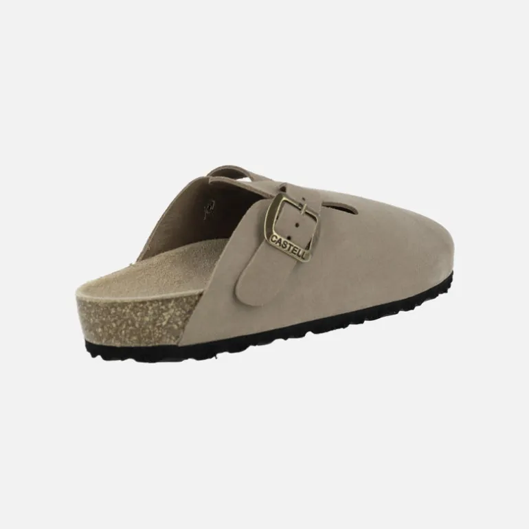 Zuecos bio en serraje taupe para hombre Castell