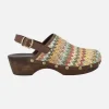 Zuecos con tira al talón en tejido rafia multicolor