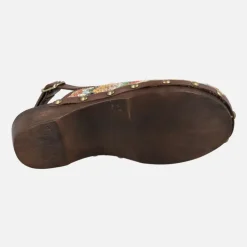 Zuecos con tira al talón en tejido rafia multicolor