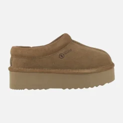 Zuecos de doble suela en serraje camel estilo australiano Ker