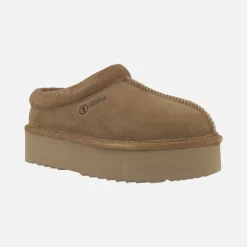 Zuecos de doble suela en serraje camel estilo australiano Ker