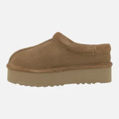 Zuecos de doble suela en serraje camel estilo australiano Ker