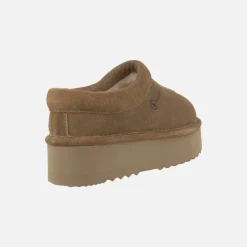 Zuecos de doble suela en serraje camel estilo australiano Ker