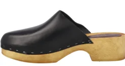 Zuecos de piel con tacón bajo y plataforma