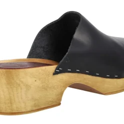 Zuecos de piel con tacón bajo y plataforma