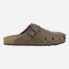 Zuecos de piel engrasada para hombre con hebilla ajustable