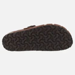 Zuecos de piel engrasada para mujer con hebilla ajustable