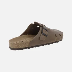 Zuecos de piel engrasada para hombre con hebilla ajustable