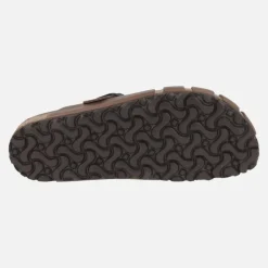 Zuecos de piel engrasada para mujer con hebilla ajustable