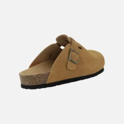 Zuecos de piel serraje con hebilla para mujer modelo Uma