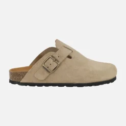 Zuecos de piel serraje estilo bio con hebilla ajustable