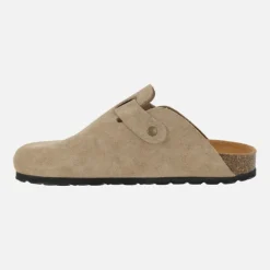 Zuecos de piel serraje estilo bio con hebilla ajustable