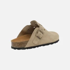 Zuecos de piel serraje estilo bio con hebilla ajustable