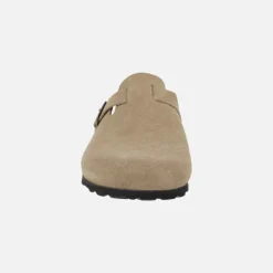 Zuecos de piel serraje estilo bio con hebilla ajustable
