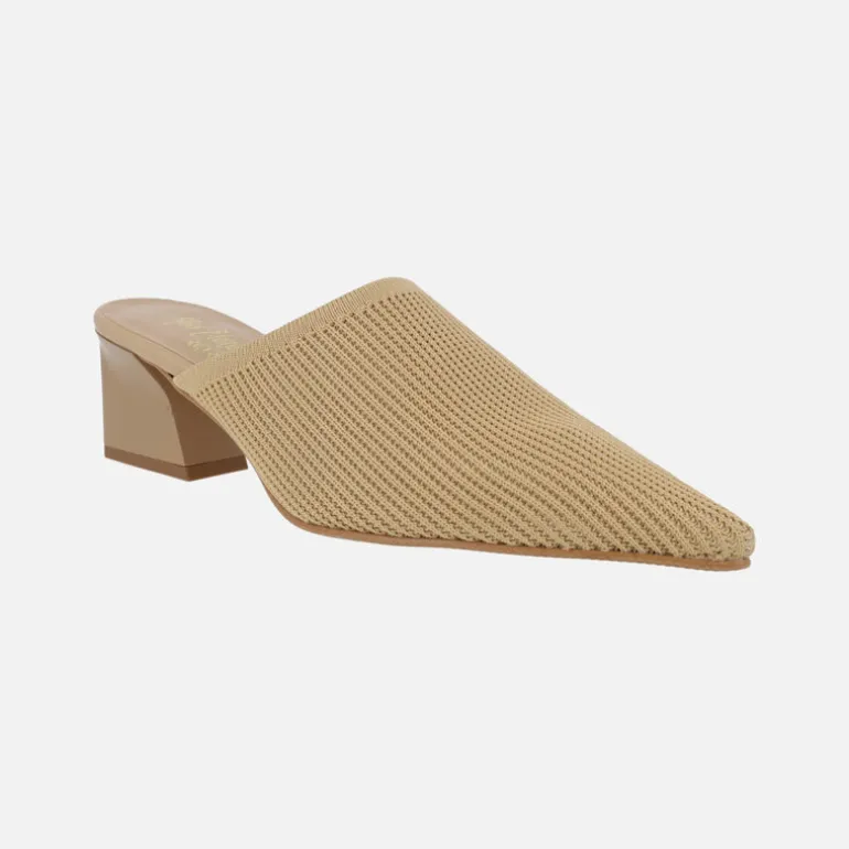Zuecos de tacón con punta afilada en tejido lycra
