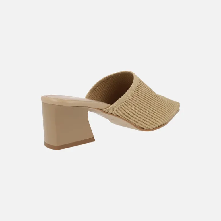 Zuecos de tacón con punta afilada en tejido lycra