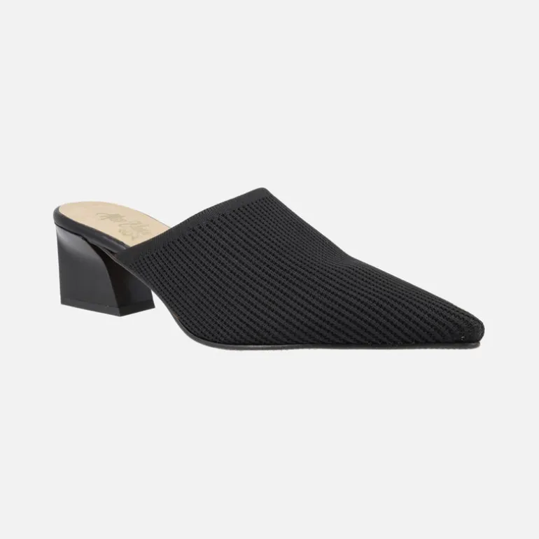 Zuecos de tacón con punta afilada en tejido lycra