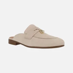 Zuecos en ante beige Alpe Mimi con adorno de llave y candado