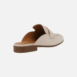 Zuecos en ante beige Alpe Mimi con adorno de llave y candado