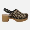 Zuecos en pelo animal print con tira al talón