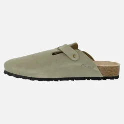 Zuecos estilo bio en serraje kaki para hombre