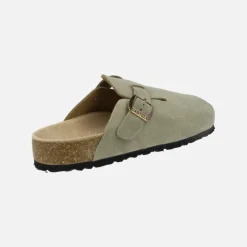 Zuecos estilo bio en serraje kaki para hombre