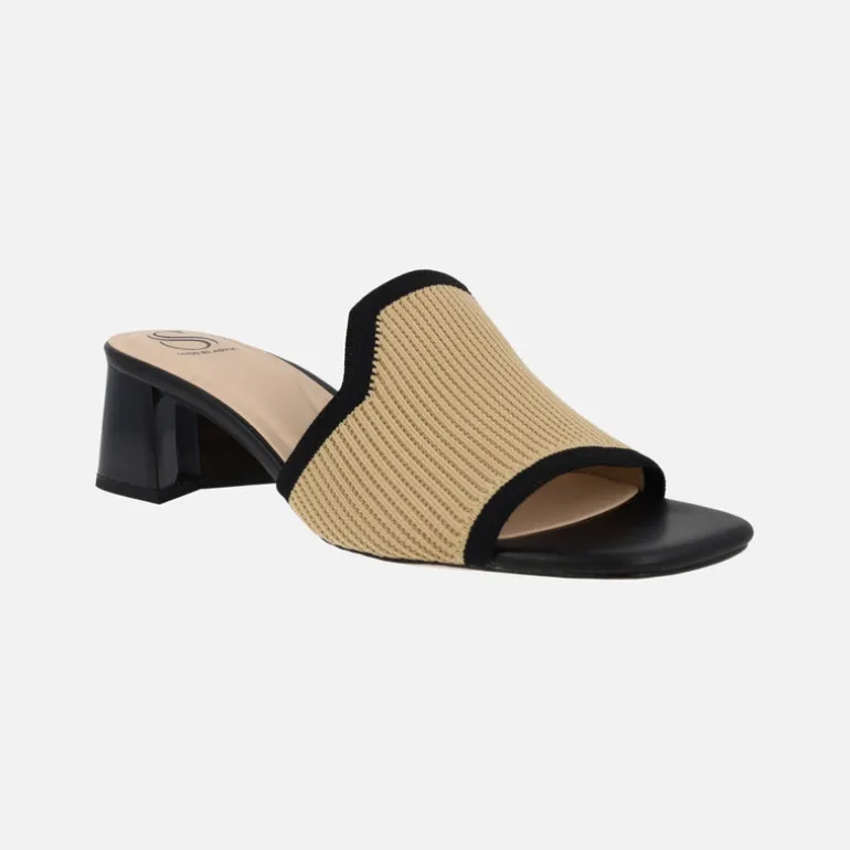 Zuecos Miss elastic en bicolor negro beige