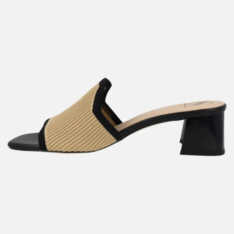 Zuecos Miss elastic en bicolor negro beige